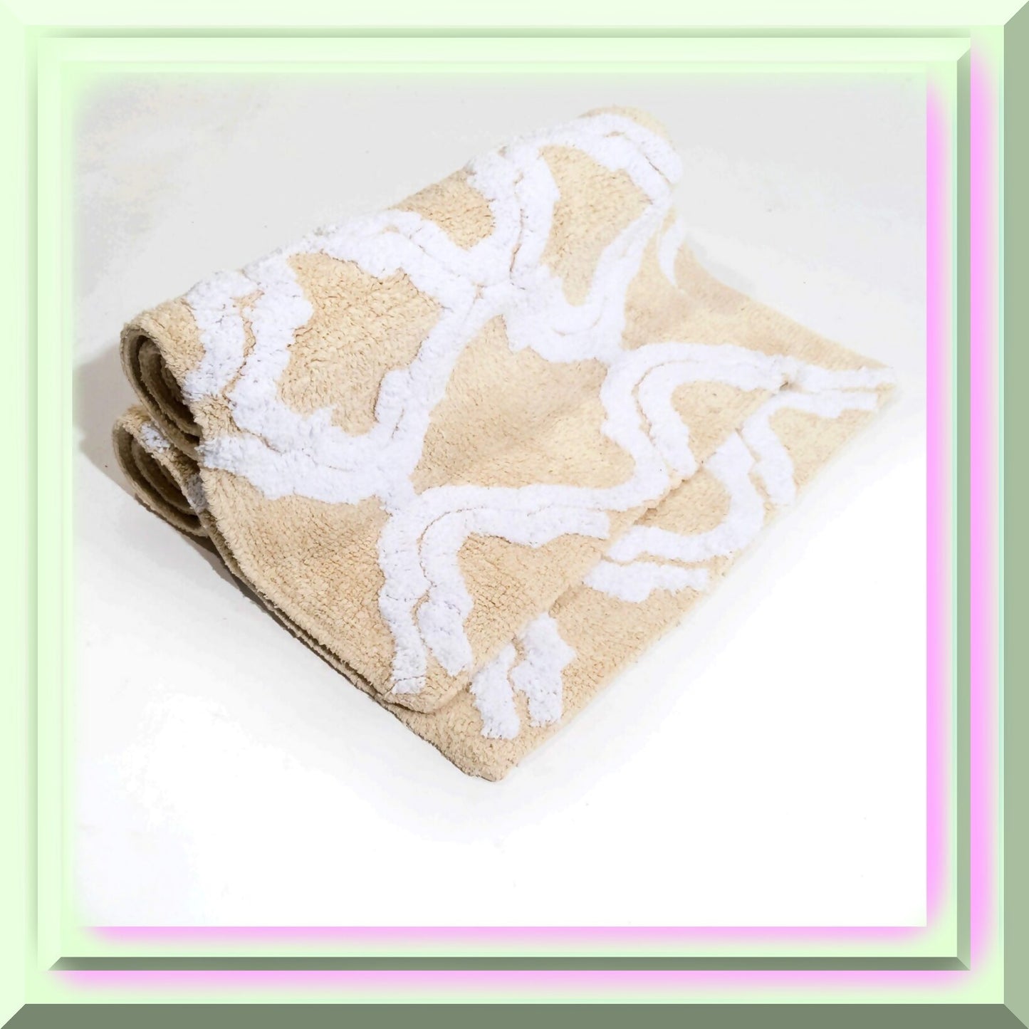 Double Quatref Bath Rug Set 24"x40" & 21"x34" Straw