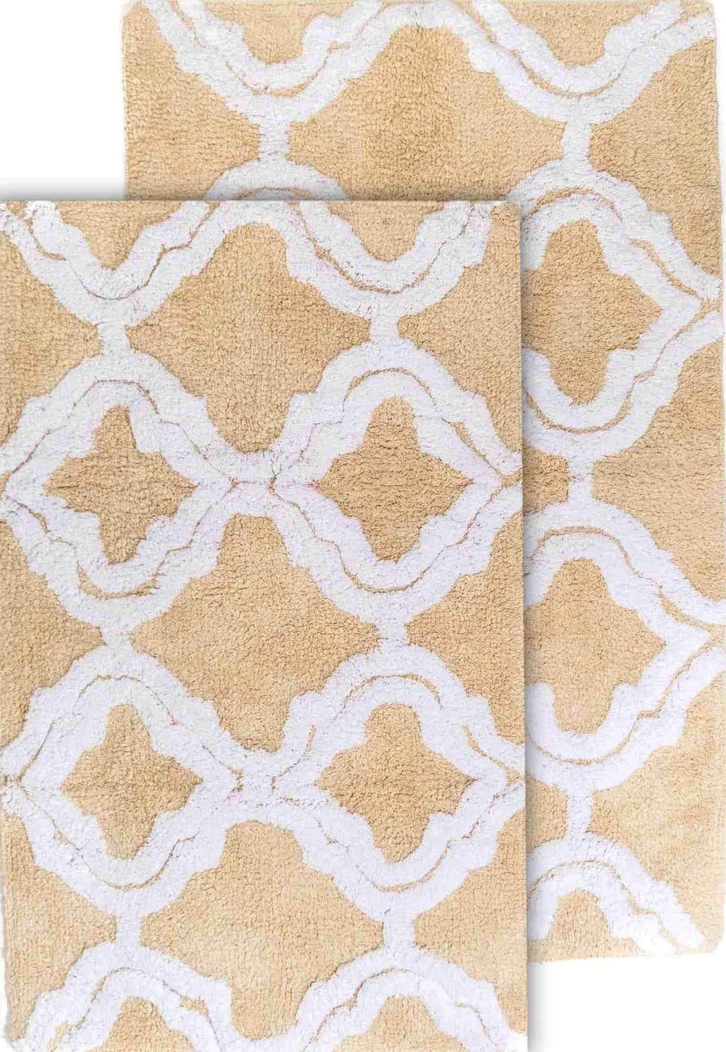Double Quatref Bath Rug Set 24"x40" & 21"x34" Straw