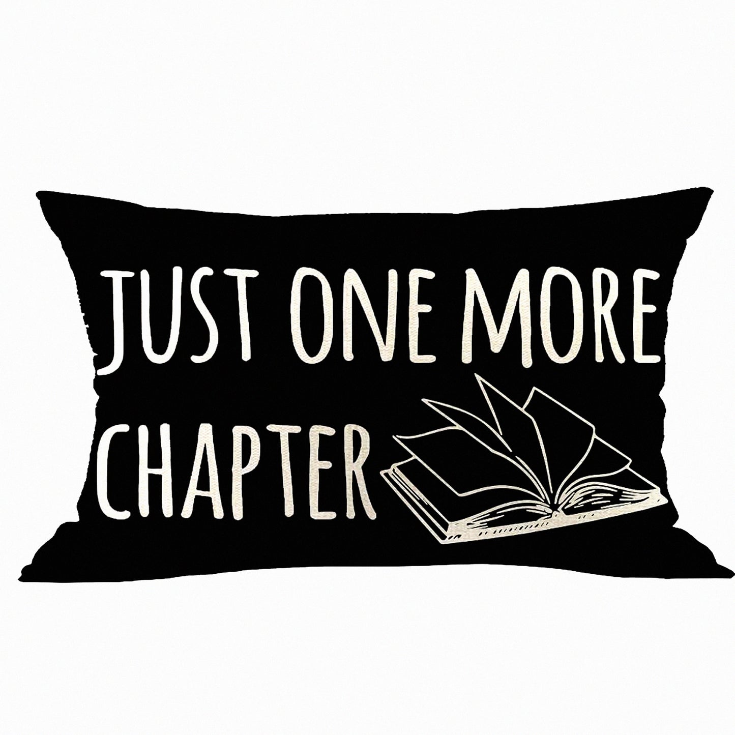 Chapter Quest Linen Pillowcase - Reading Lover Gift Home Decor - Black Background Cushion Cover - 12x20 Inches Lumbar Throw Pillow