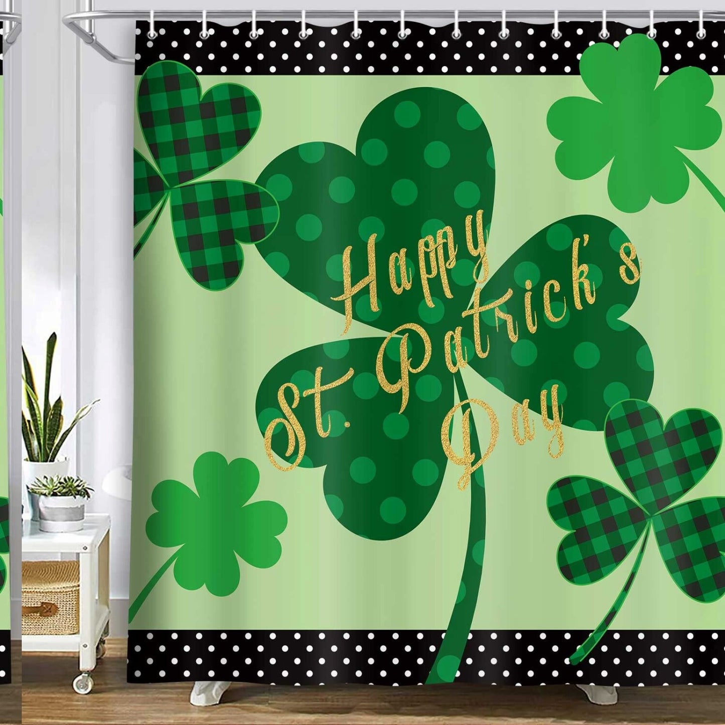 St. Patrick's Day Shamrock Shower Curtain 71x71 Inches