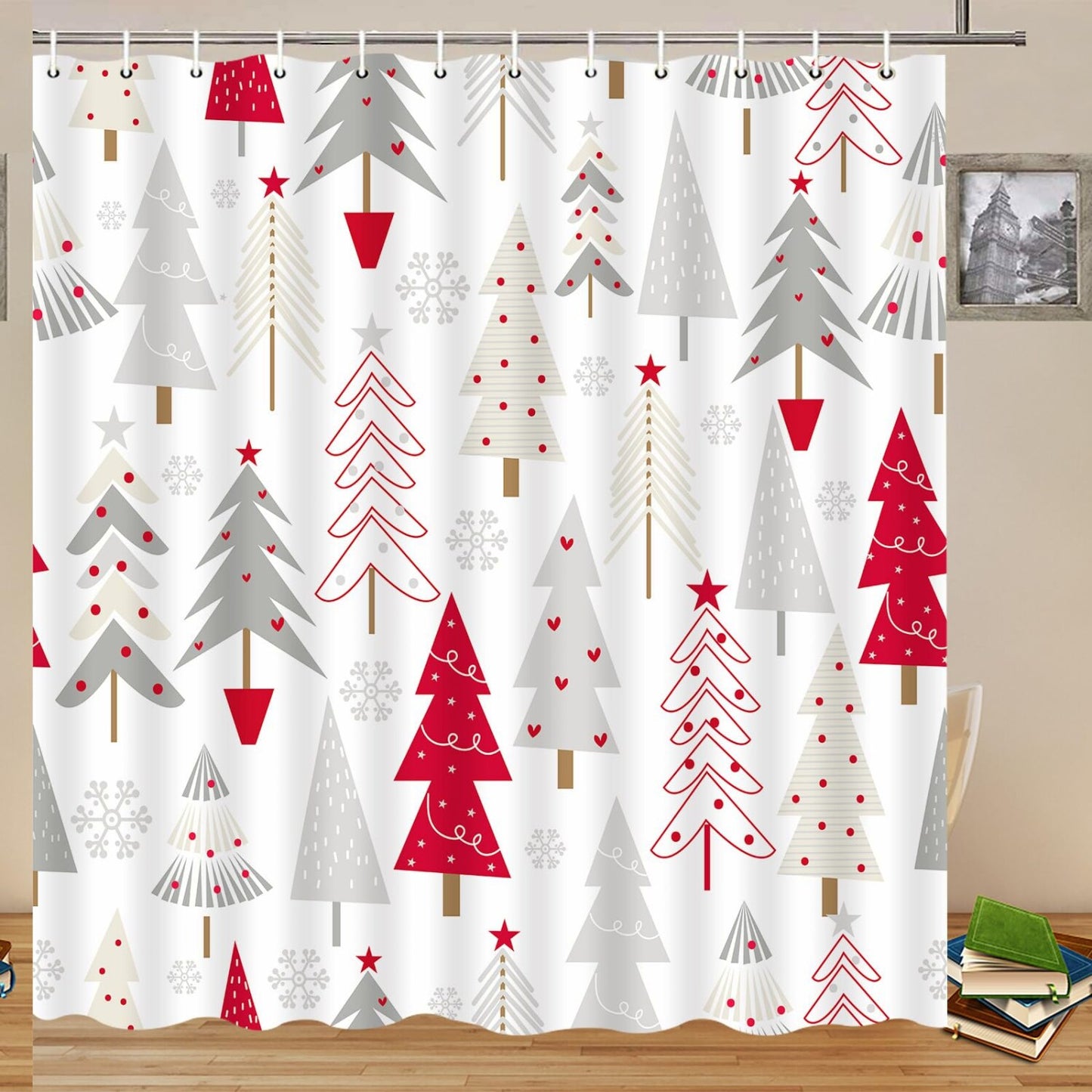 Cartoon Xmas Snowflake Shower Curtain 70x70 Inch