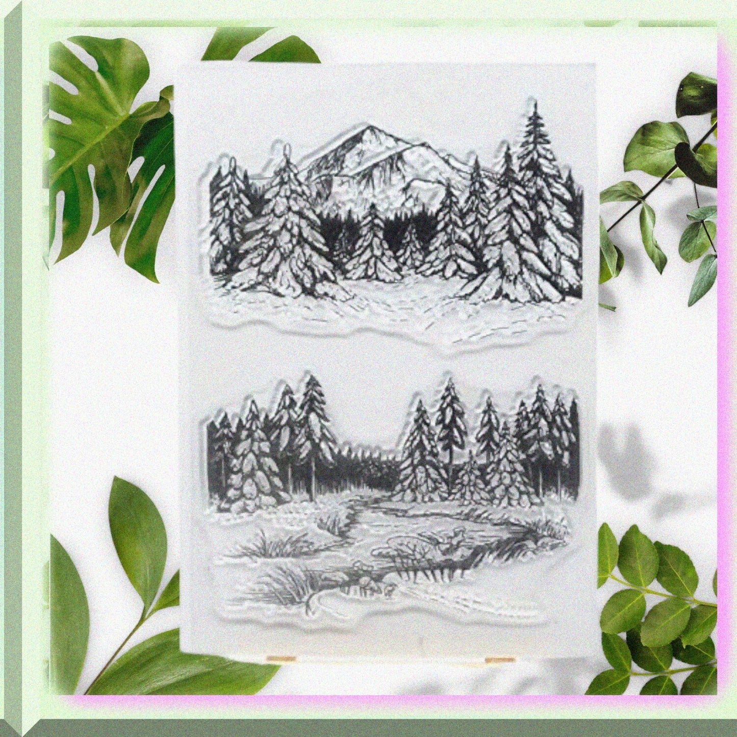 Tree Mountain River Clear Stamp for Card Making 11x16cm