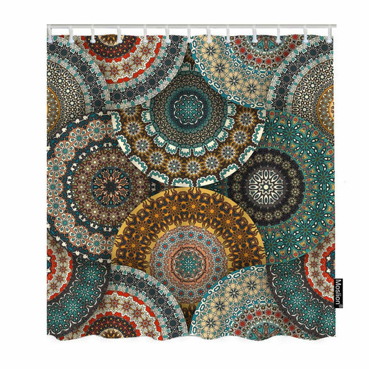Bohemian Colorful Floral Shower Curtain 72x72