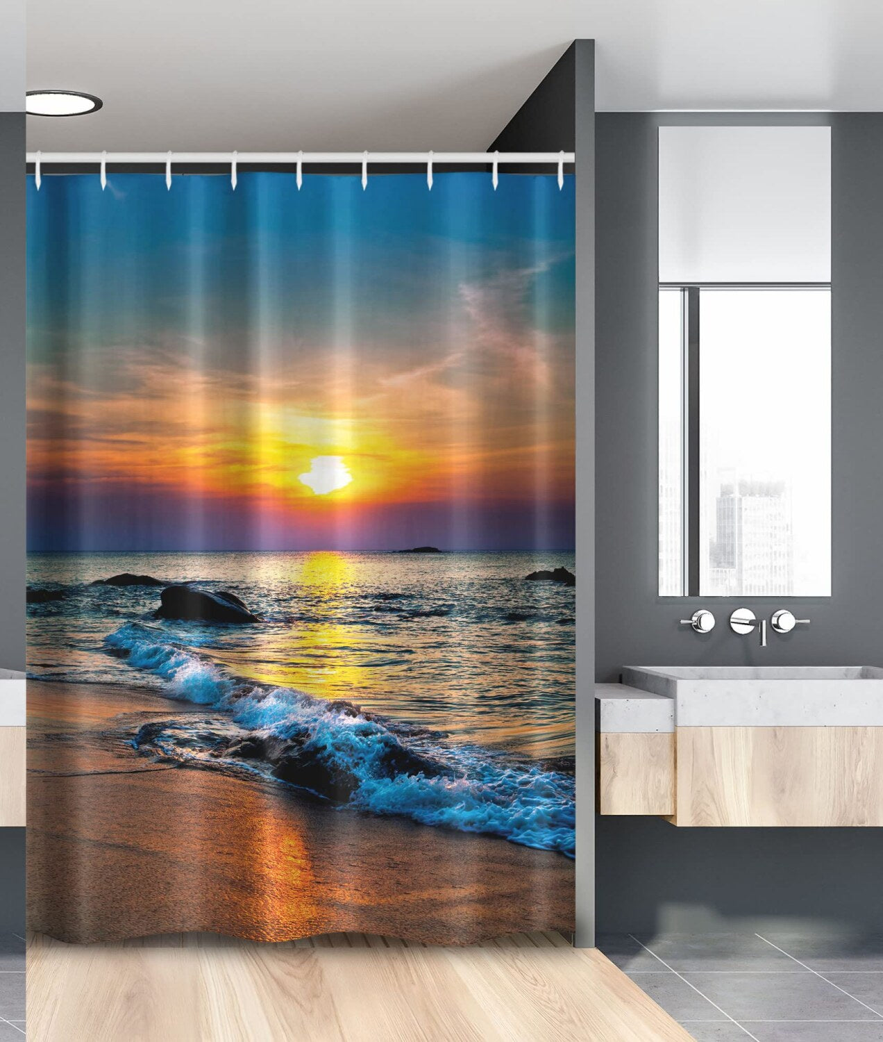 Tropical Shower Curtain 54x78 Inches with Hooks
