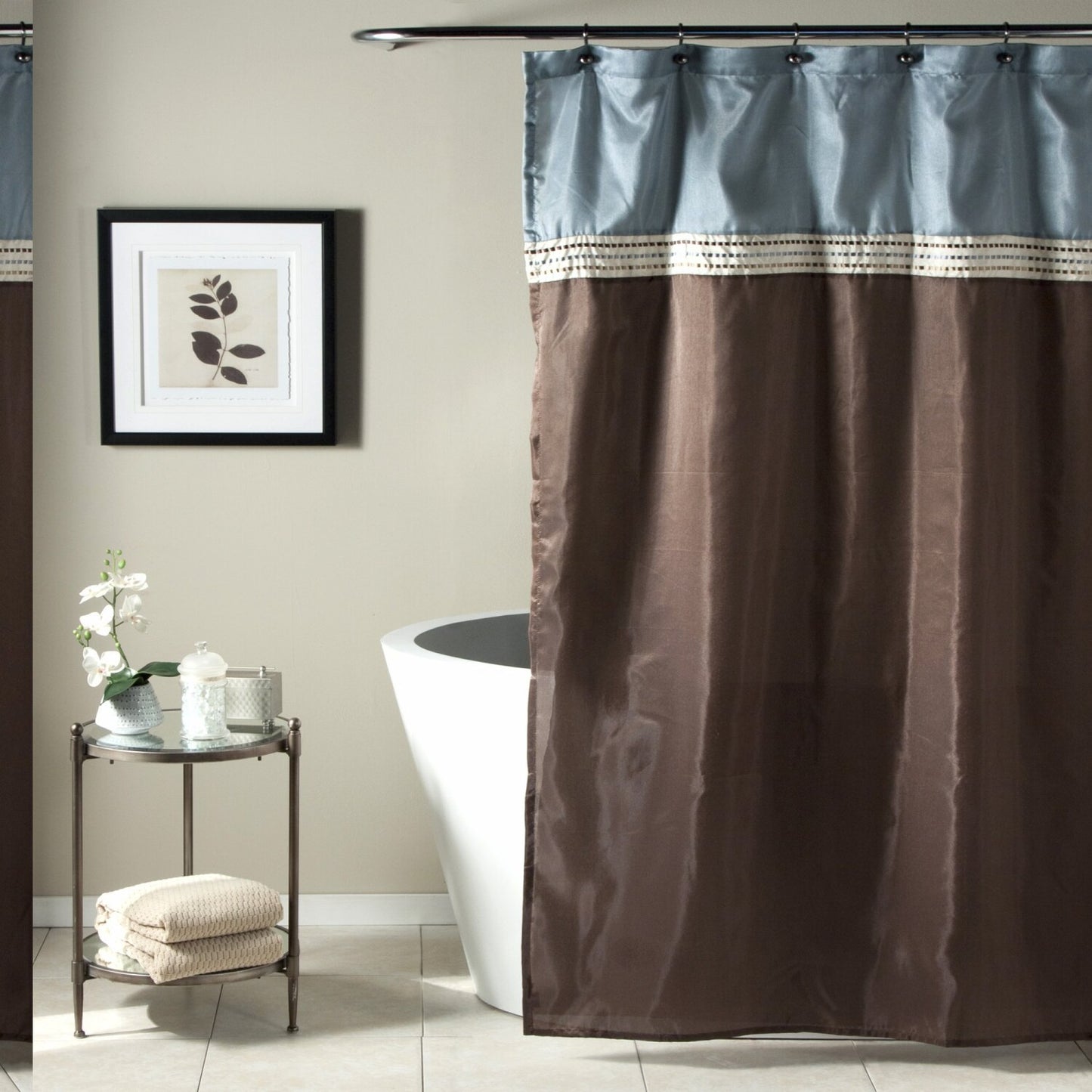 Terra Color Block Shower Curtain 72x72 Blue Chocolate
