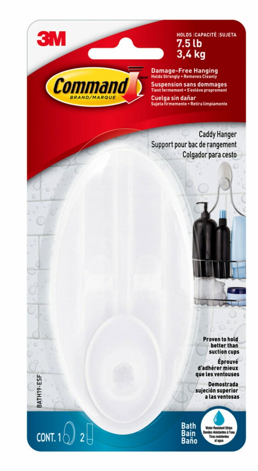 Caddy Hanger with Water-Resistant Adhesive Strips