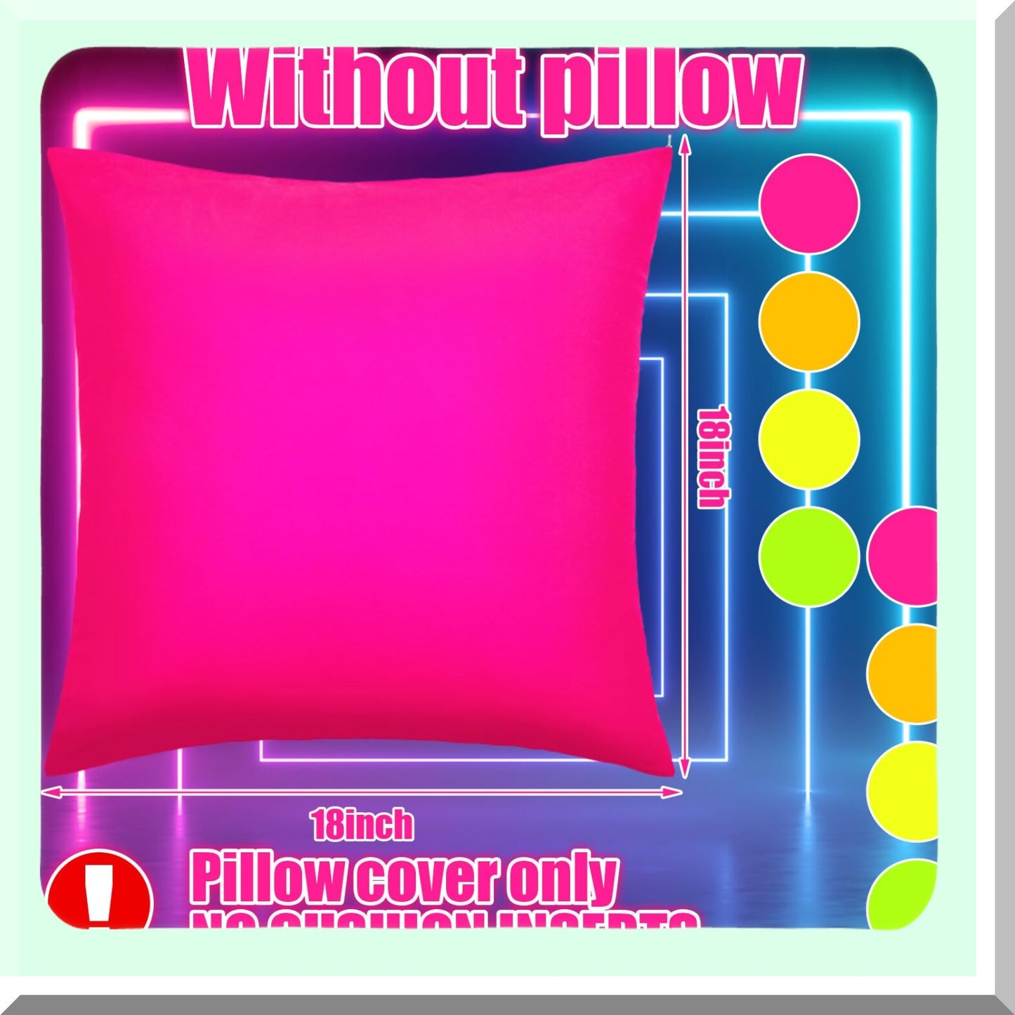 Colorful Cushion Covers Set - 8 Pack Bright Square Pillow Cases for Home Decor - 18 x 18 Inch Throw Pillow Covers for Living Room, Bedroom, Patio & Garden - Decorative Couch Pillow Covers (Covers Only)