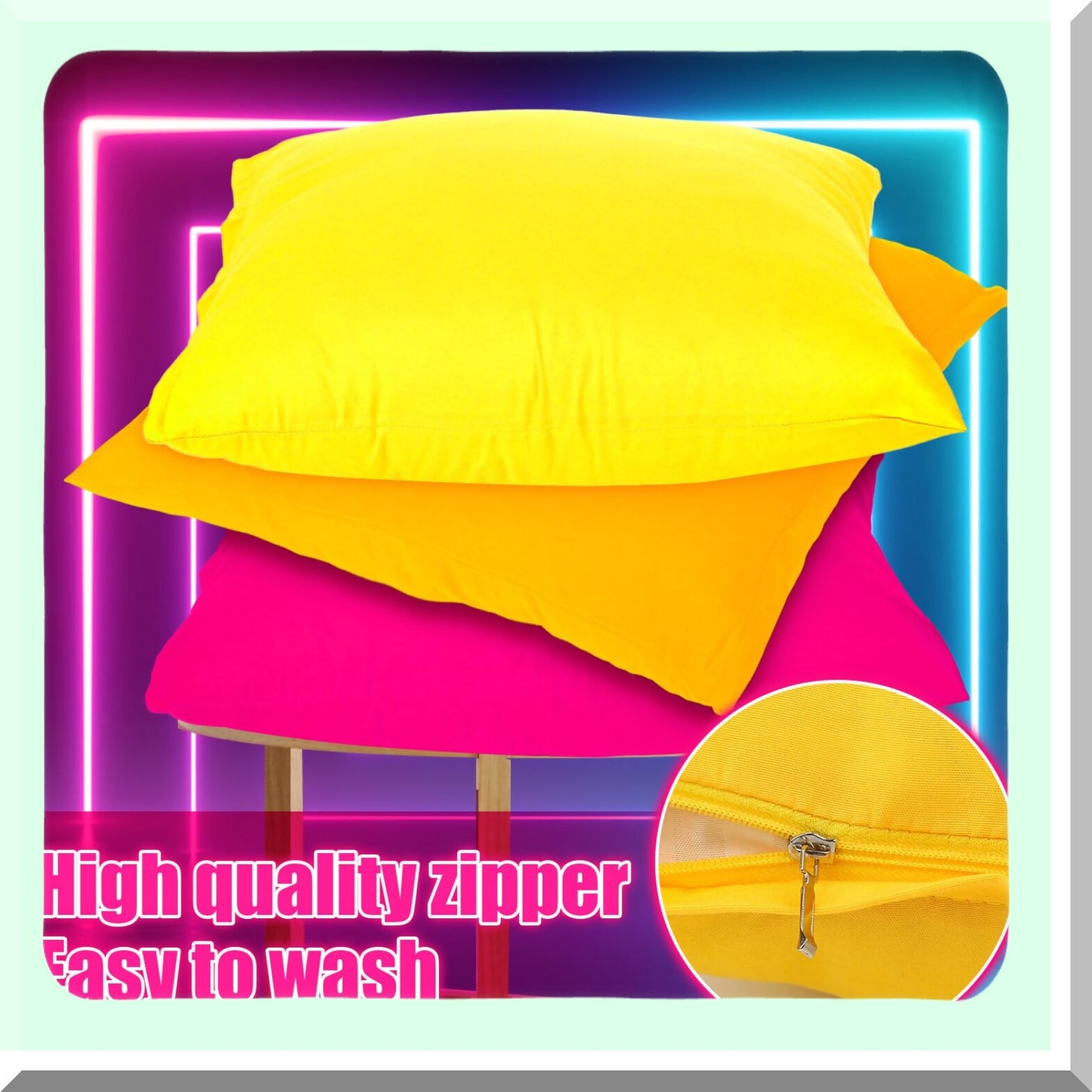 Colorful Cushion Covers Set - 8 Pack Bright Square Pillow Cases for Home Decor - 18 x 18 Inch Throw Pillow Covers for Living Room, Bedroom, Patio & Garden - Decorative Couch Pillow Covers (Covers Only)