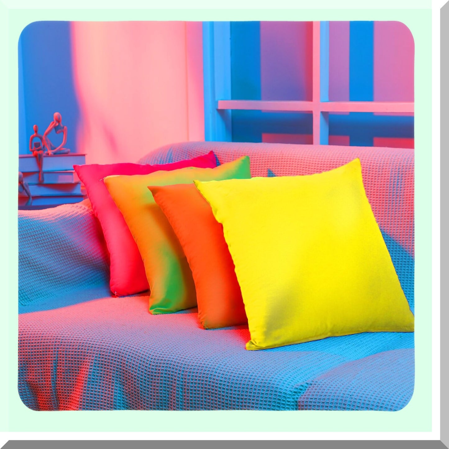 Colorful Cushion Covers Set - 8 Pack Bright Square Pillow Cases for Home Decor - 18 x 18 Inch Throw Pillow Covers for Living Room, Bedroom, Patio & Garden - Decorative Couch Pillow Covers (Covers Only)