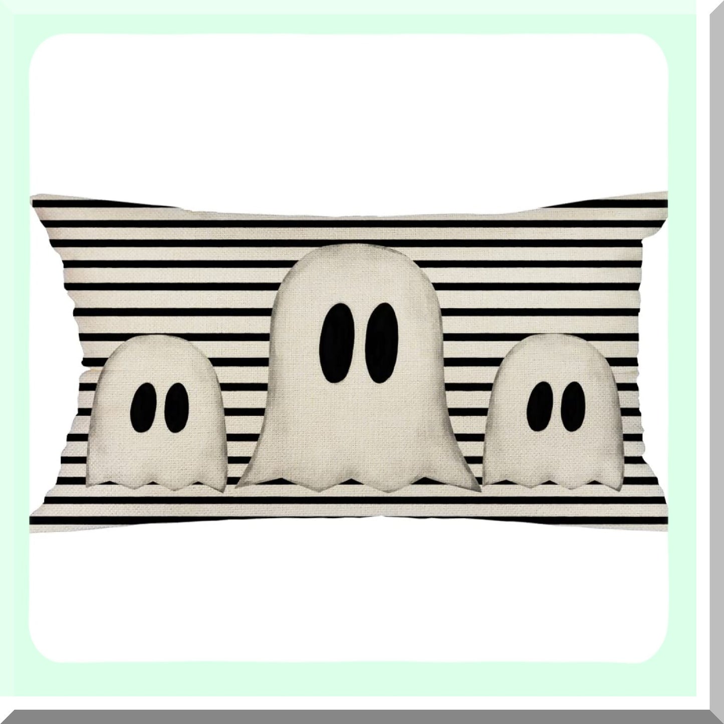 Ghostly Stripe Lumbar Pillow Cover - 12x20 Inch - Fall Decor - Decorative Couch Sofa Pillow Cover - Halloween Home Decor - Spooky Accent Pillow