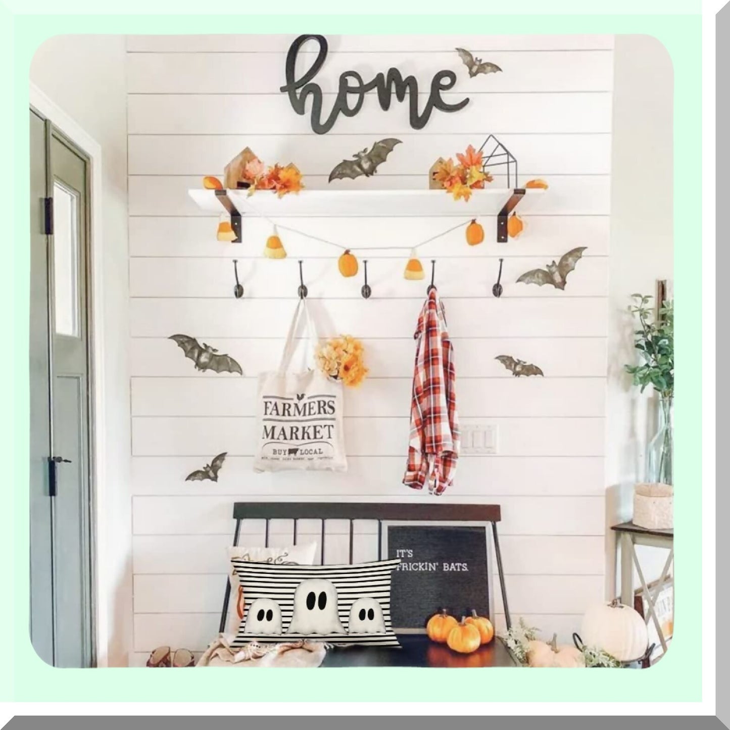 Ghostly Stripe Lumbar Pillow Cover - 12x20 Inch - Fall Decor - Decorative Couch Sofa Pillow Cover - Halloween Home Decor - Spooky Accent Pillow