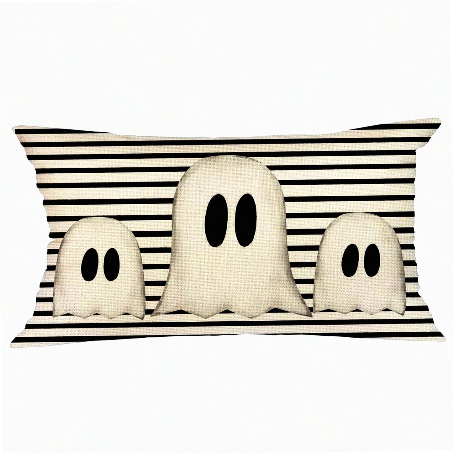 Ghostly Stripe Lumbar Pillow Cover - 12x20 Inch - Fall Decor - Decorative Couch Sofa Pillow Cover - Halloween Home Decor - Spooky Accent Pillow