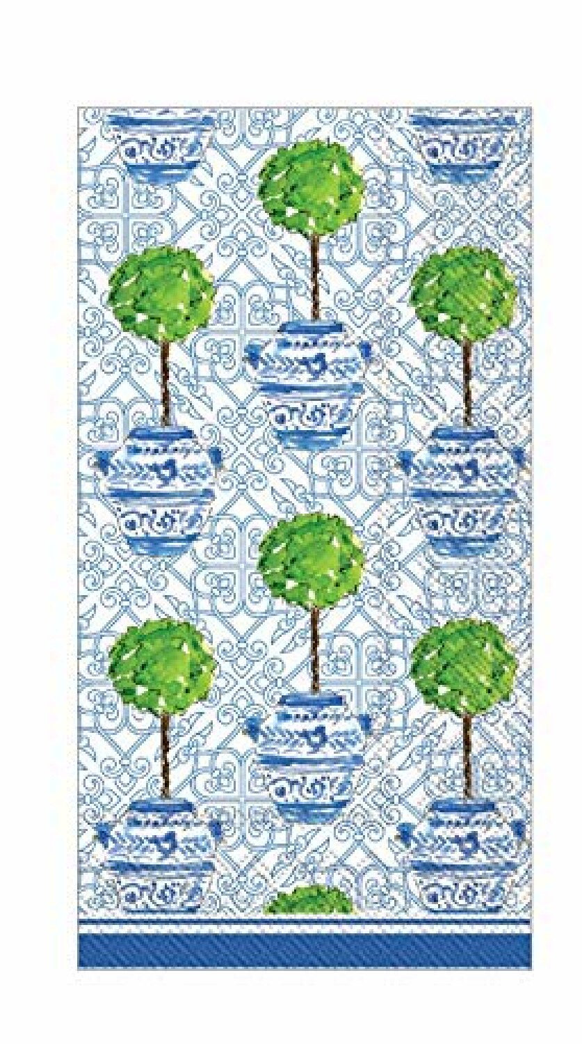 32 Blue Floral Disposable Paper Guest Towels