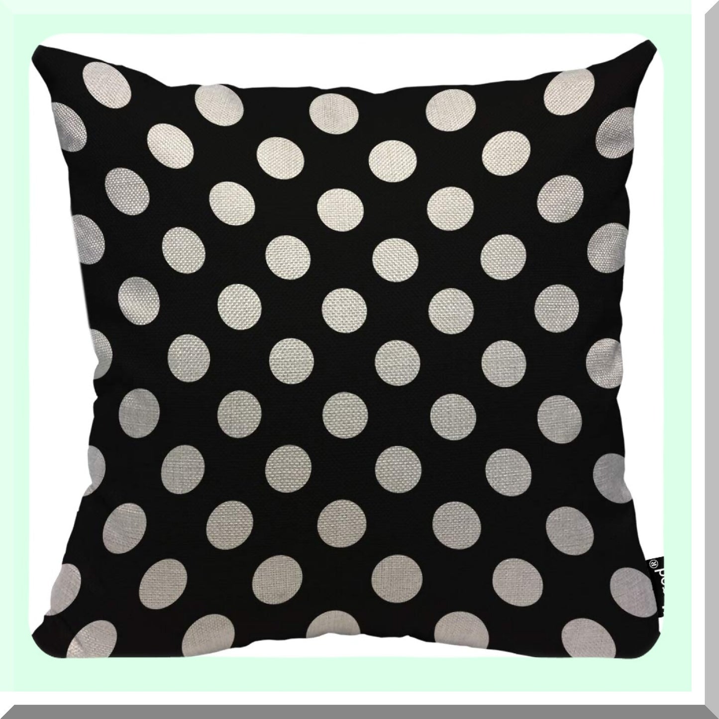 Geometric Circle Throw Pillow Cover - Retro Black White Polka Dot Cushion Case for Sofa Armchair Bedroom Living Room - 18x18 Inch Cotton Linen Decor