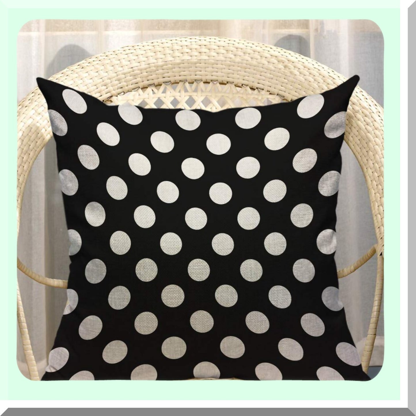 Geometric Circle Throw Pillow Cover - Retro Black White Polka Dot Cushion Case for Sofa Armchair Bedroom Living Room - 18x18 Inch Cotton Linen Decor