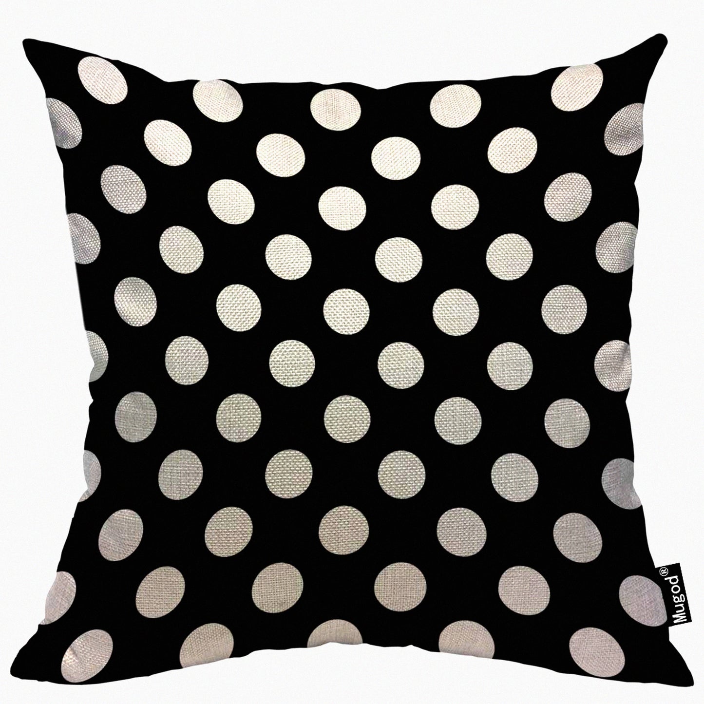 Geometric Circle Throw Pillow Cover - Retro Black White Polka Dot Cushion Case for Sofa Armchair Bedroom Living Room - 18x18 Inch Cotton Linen Decor