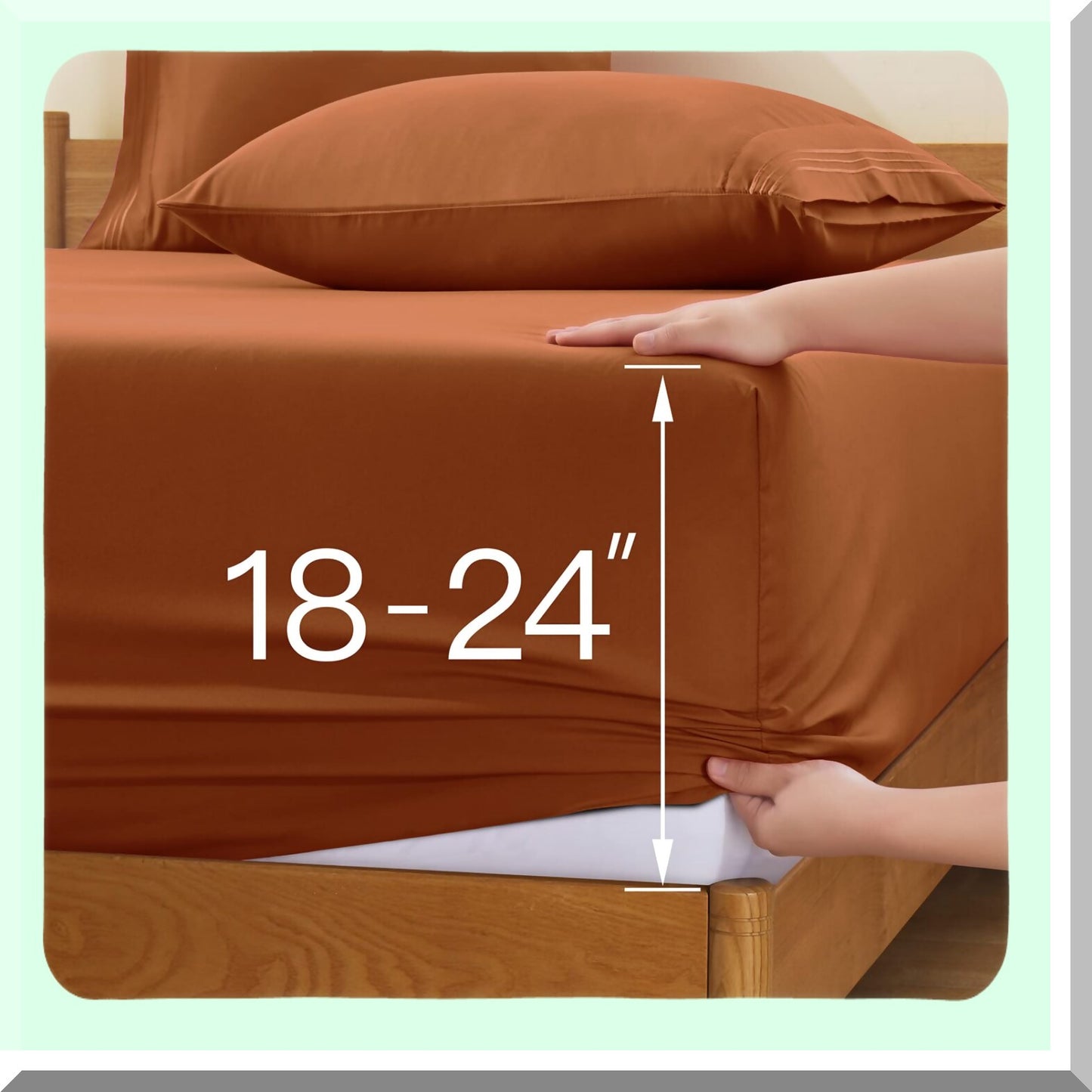 Luxury Ultra Soft Microfiber Caramel Pumpkin Sheets - 6 Piece Set - Extra Deep Pocket - Fits 18-24" Mattress - 1800 Thread Count - Hotel Quality - King Size