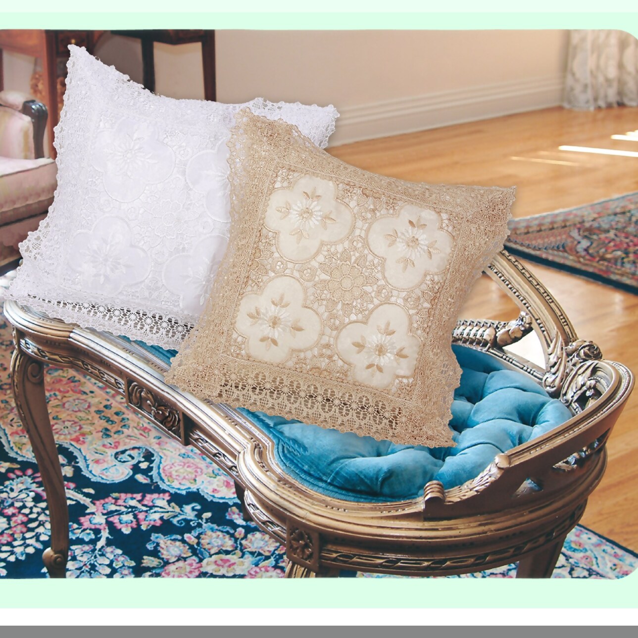 Elegance Lace Cutwork Cushion Cover - Luxurious Braided Decorative Design, 18" X 18", White - Home Decor Accent for Sofa, Couch, Bed