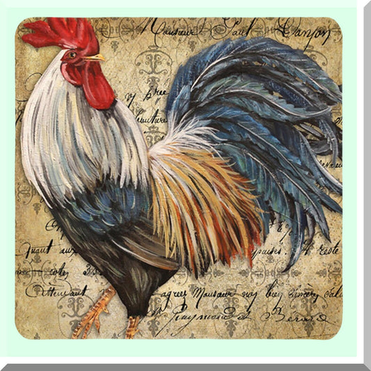 Vintage Rooster Art Decorative Pillow Cover - Square Cushion Case with Zipper Closure (20x20 inch) - Farmhouse Style Throw Pillow Case