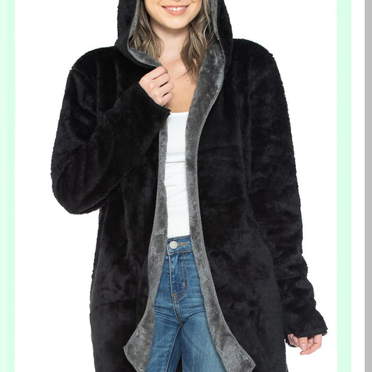 Ultimate Cozy Fleece Blanket Hoodie - Warm, Thick, and Comfy with Pocket - Unisex Large Size in Black