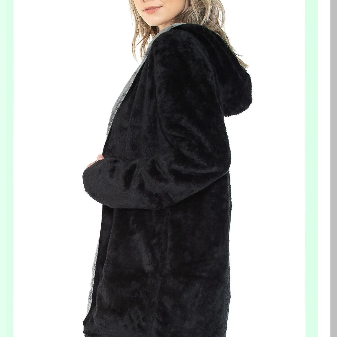 Ultimate Cozy Fleece Blanket Hoodie - Warm, Thick, and Comfy with Pocket - Unisex Large Size in Black