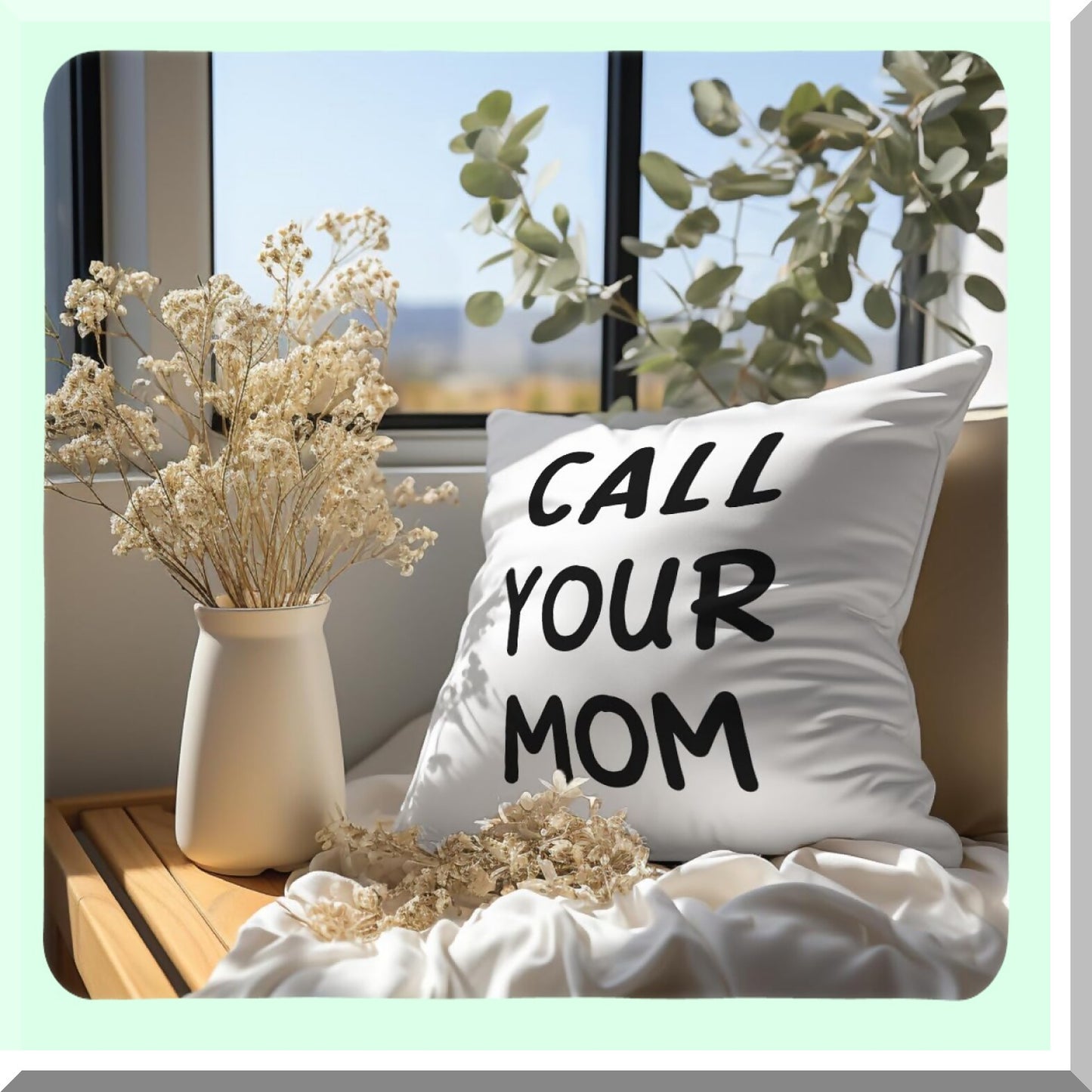 Mom's Safety Reminder Reversible Throw Pillow - Funny Call Your Mom Be Safe Have Fun Don't Do Stupid Love Mom 18''x18'' - Home Decor Gift for Son Daughter Graduation