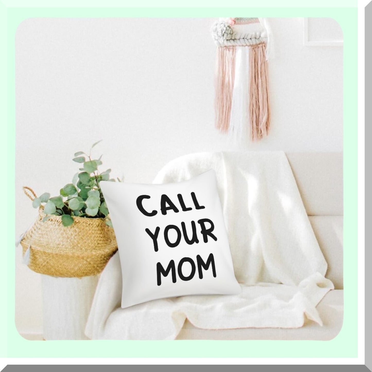 Mom's Safety Reminder Reversible Throw Pillow - Funny Call Your Mom Be Safe Have Fun Don't Do Stupid Love Mom 18''x18'' - Home Decor Gift for Son Daughter Graduation