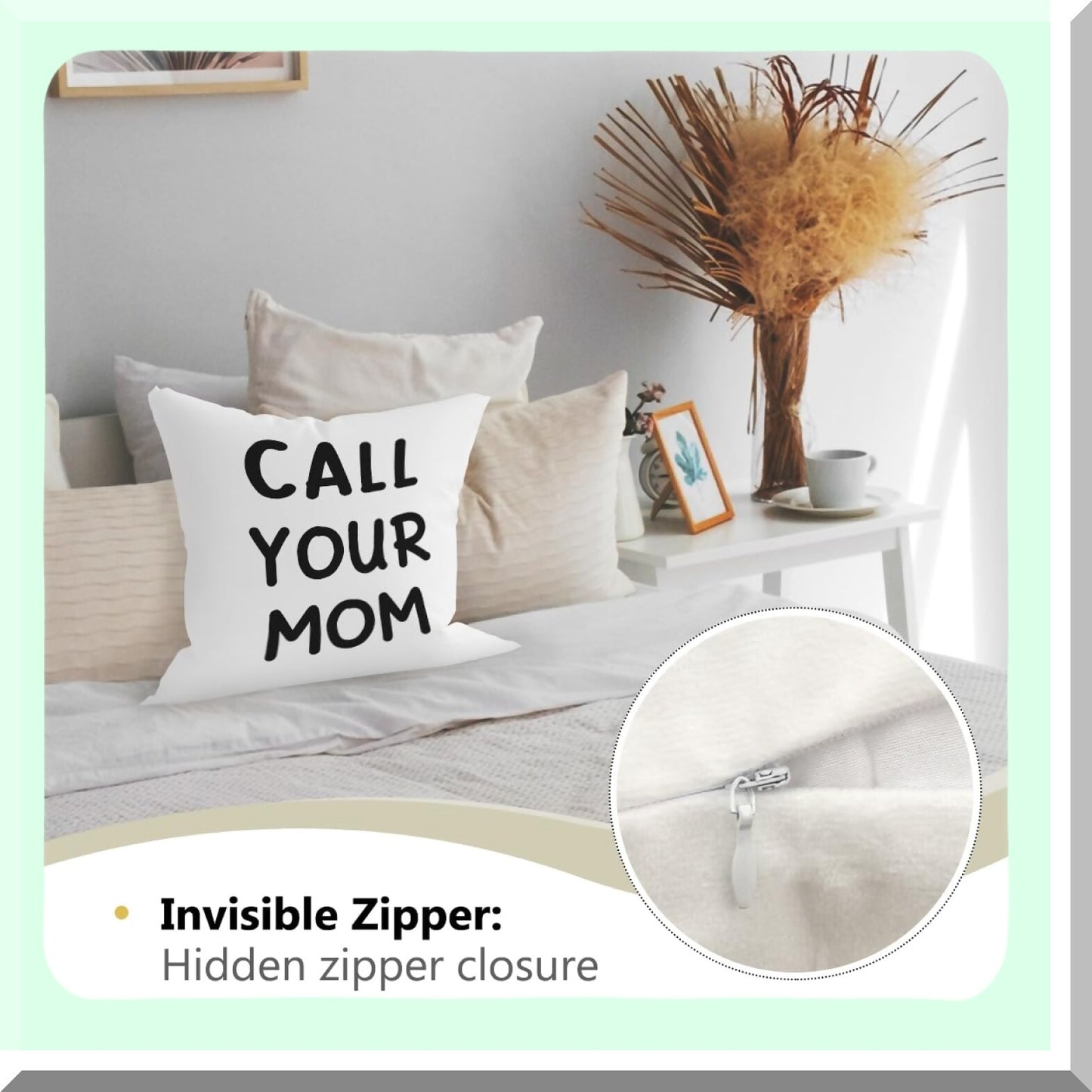 Mom's Safety Reminder Reversible Throw Pillow - Funny Call Your Mom Be Safe Have Fun Don't Do Stupid Love Mom 18''x18'' - Home Decor Gift for Son Daughter Graduation