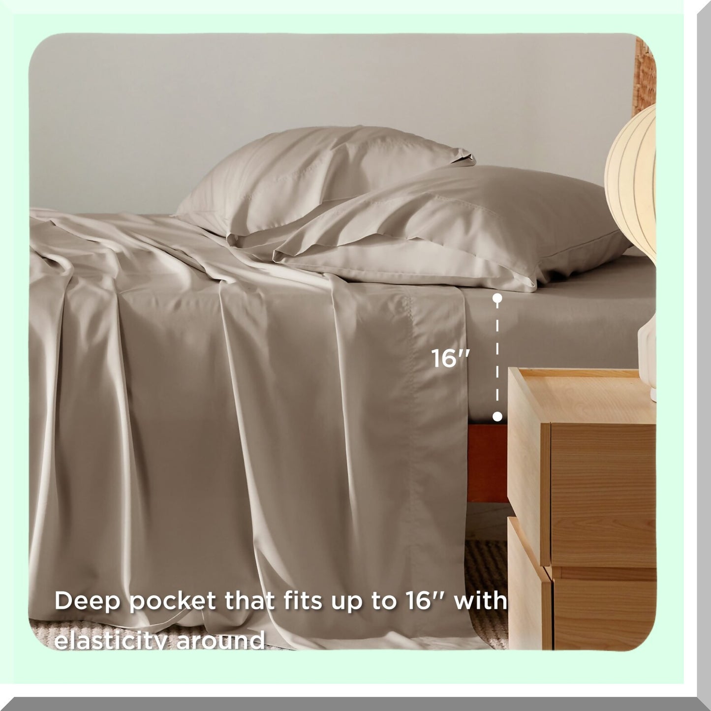 Bamboo Bliss Cooling Queen Sheet Set - Silky Soft Breathable Bedding with Deep Pockets - Hotel Luxury Simply Taupe Pillowcases - Queen Size Up to 16"