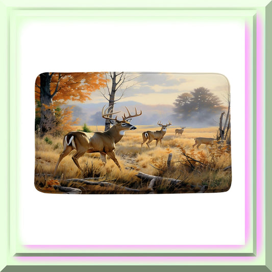 Fall Forest Deer Bathroom Shower Mat