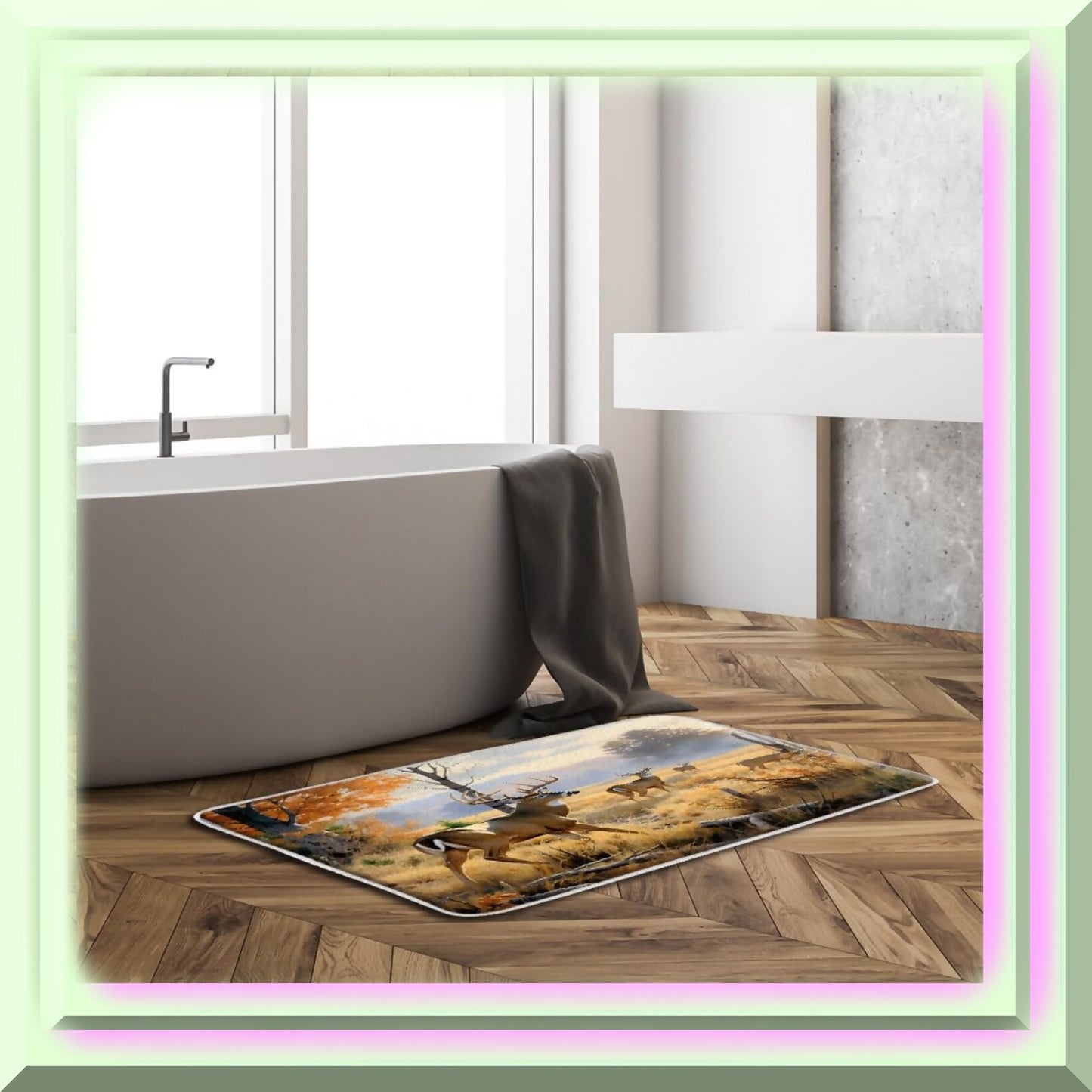 Fall Forest Deer Bathroom Shower Mat