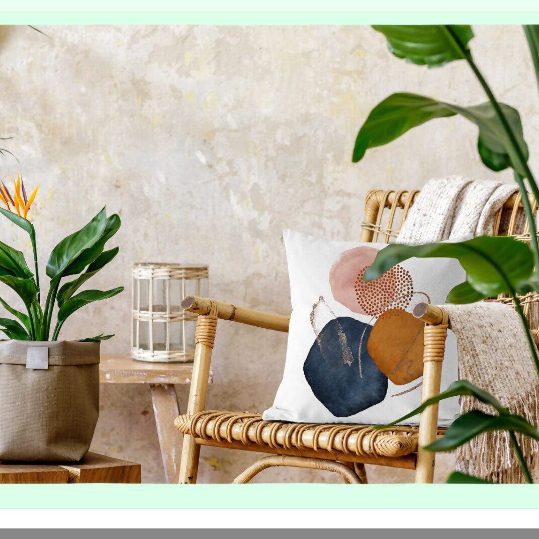 Abstract Boho Navy Orange Geometric Pillow Covers Set - Mid Century Modern Aesthetic 18x18 Minimalist Decor for Couch Home