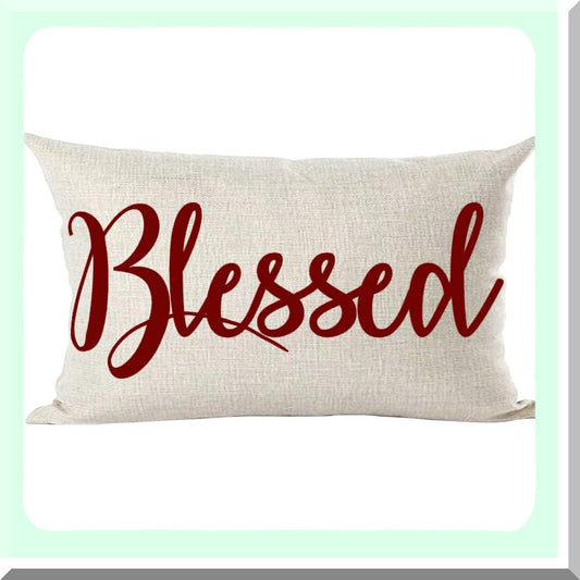 Thanksgiving Blessings Claret Red Wine Art Decorative Lumbar Pillow Cover - Home Living Room Bed Sofa Car Cotton Linen 12x20 Inches