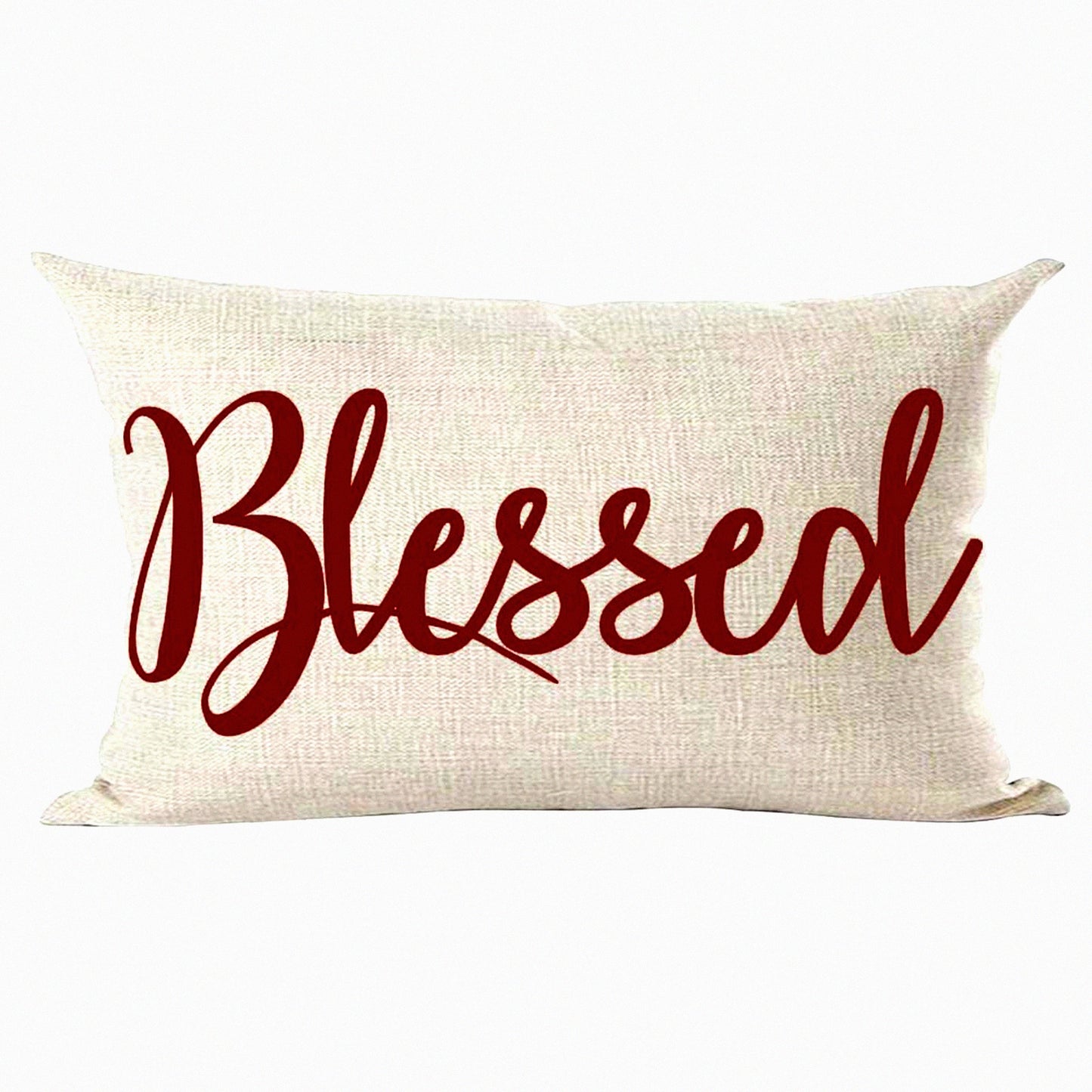 Thanksgiving Blessings Claret Red Wine Art Decorative Lumbar Pillow Cover - Home Living Room Bed Sofa Car Cotton Linen 12x20 Inches