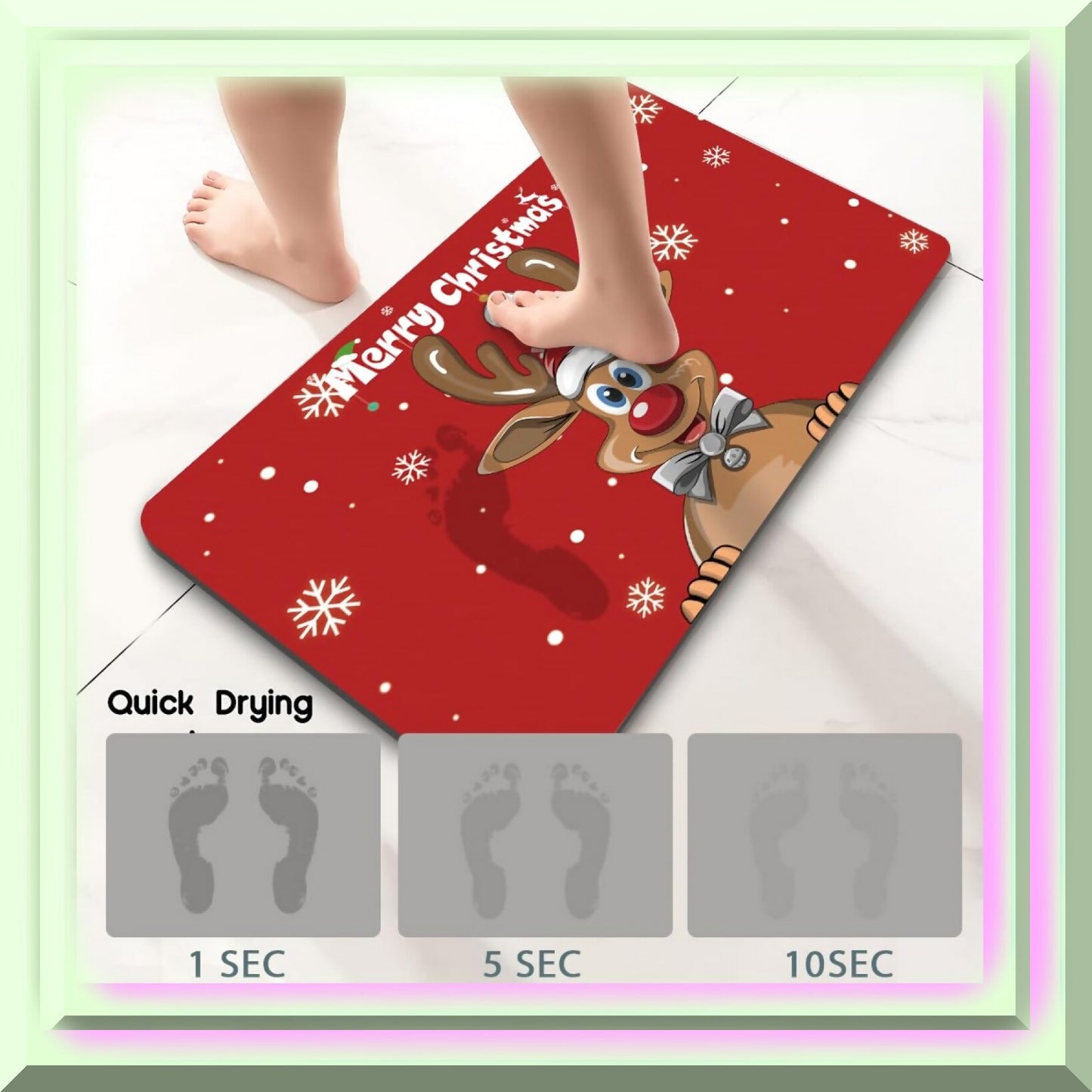 Reindeer Door Mat 23.6"x15.7" Non-Slip Bath Rug
