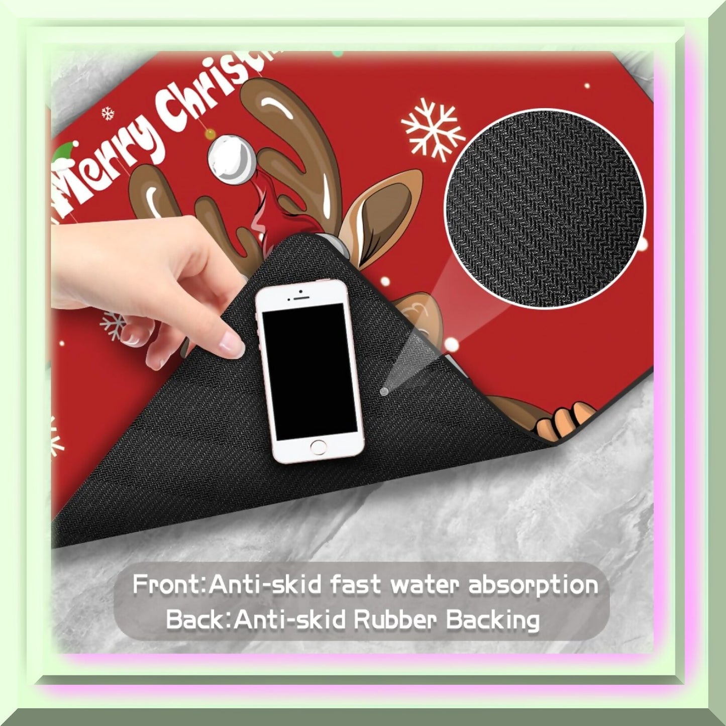 Reindeer Door Mat 23.6"x15.7" Non-Slip Bath Rug