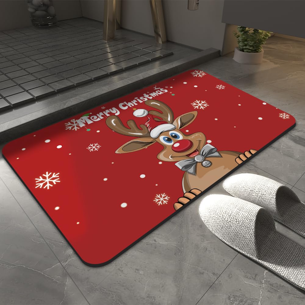 Reindeer Door Mat 23.6"x15.7" Non-Slip Bath Rug