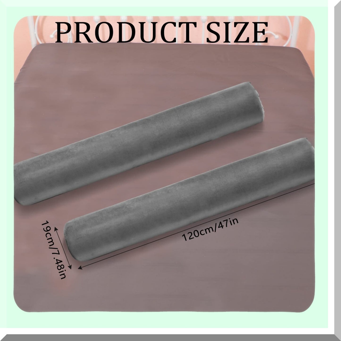 MemoryFoam Body Support Roll - Long Bolster Pillow Set for Back, Neck, Leg, Cervical Relief - Washable Cover - Hugging Sleeping Cylinder Bolsters - Gray