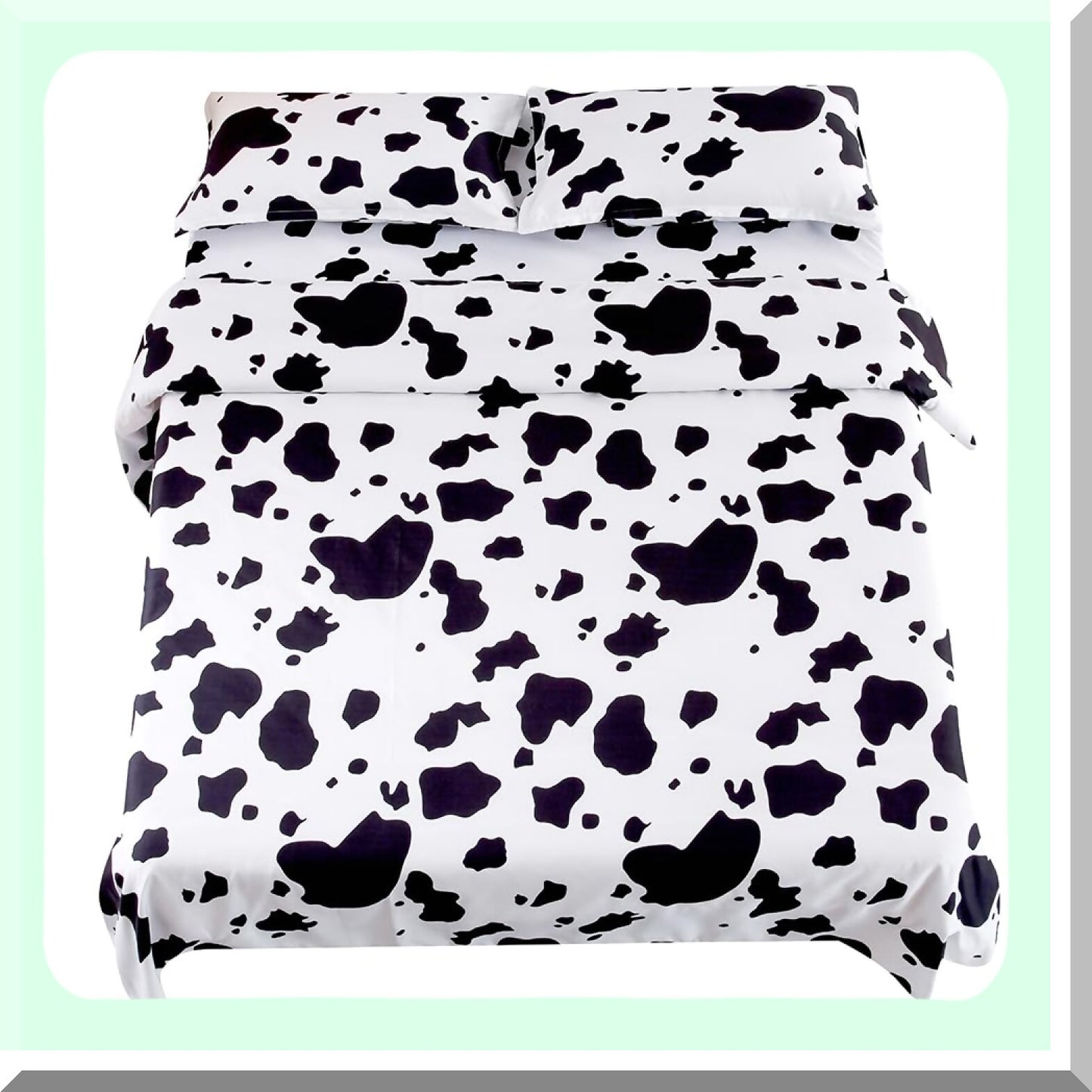 Floral Cows Microfiber Bedding Set - Soft 4-Piece All Seasons Sheets with Deep Pocket Fitted Sheet, Flat Sheet, and 2 Pillowcases - Full Size
