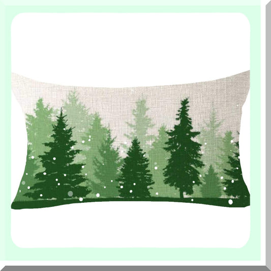 Winter Wonderland Pine Tree Snowflake Blessing Decorative Pillow Cover - 12x20 inches
