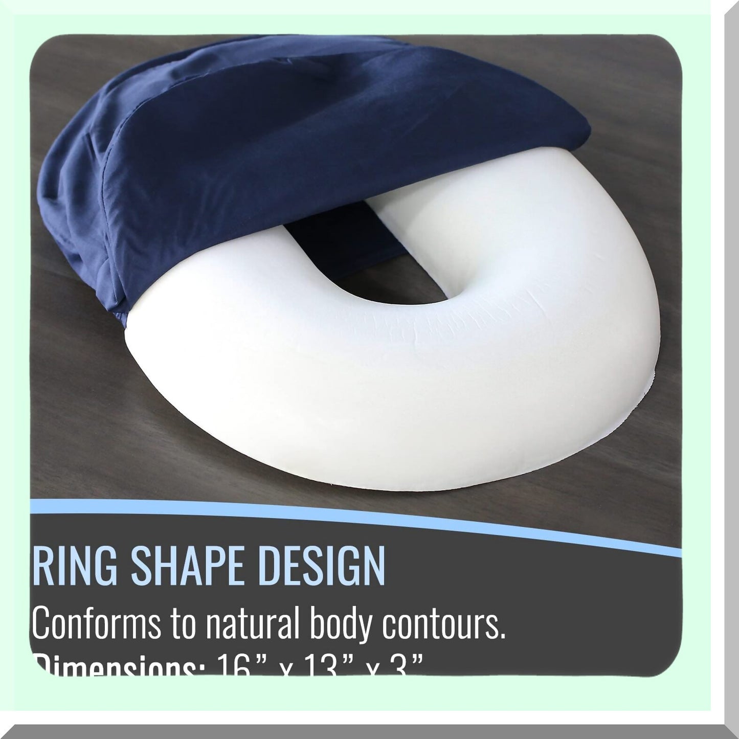 OrthoComfort Donut Seat Cushion - Tailbone Pain Relief Pillow for Hemorrhoids, Prostate, Pregnancy, Post Natal - Pressure Relief Chair Cushion 16x13x3 Navy