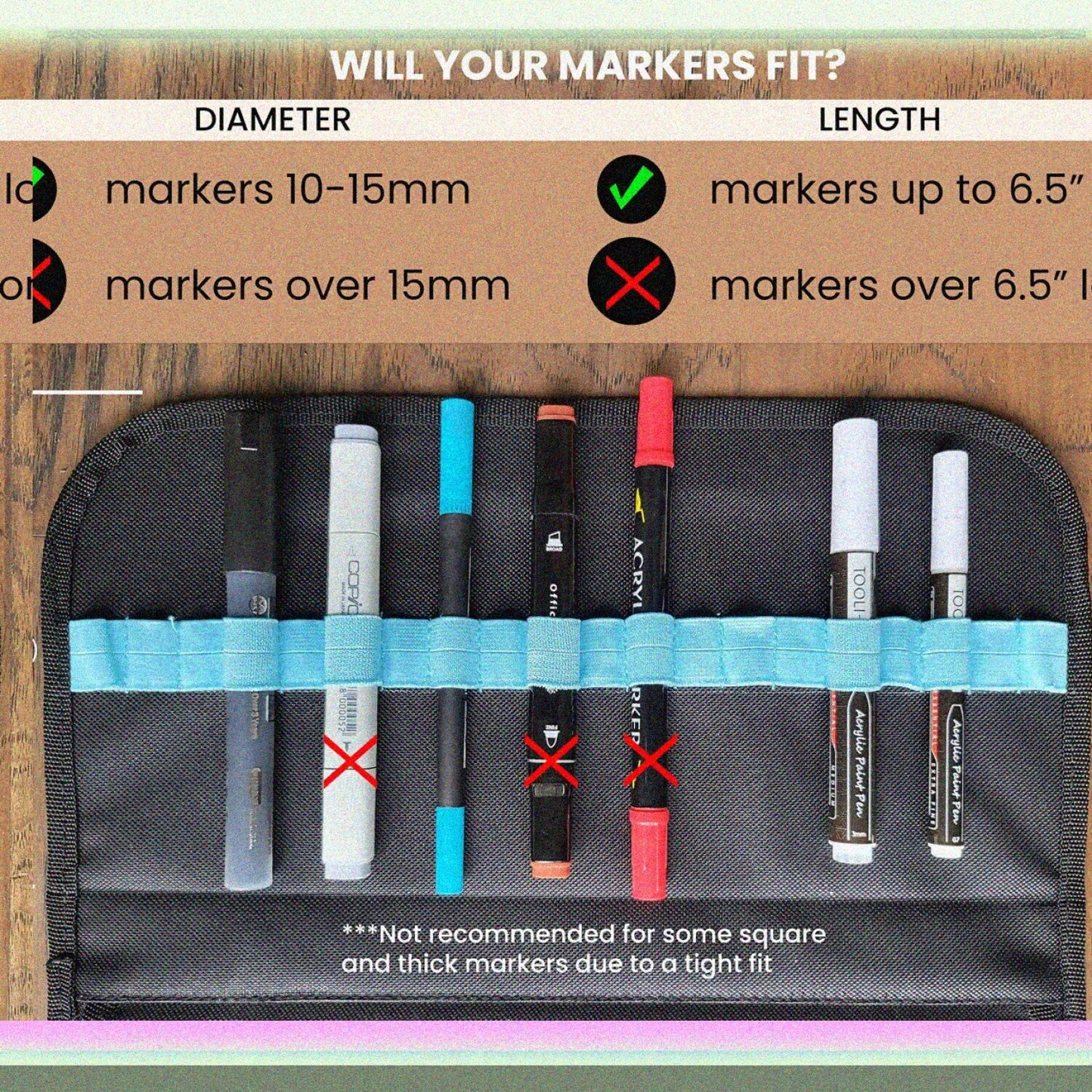 Marker Pen Carrying Case 120 Slots Black