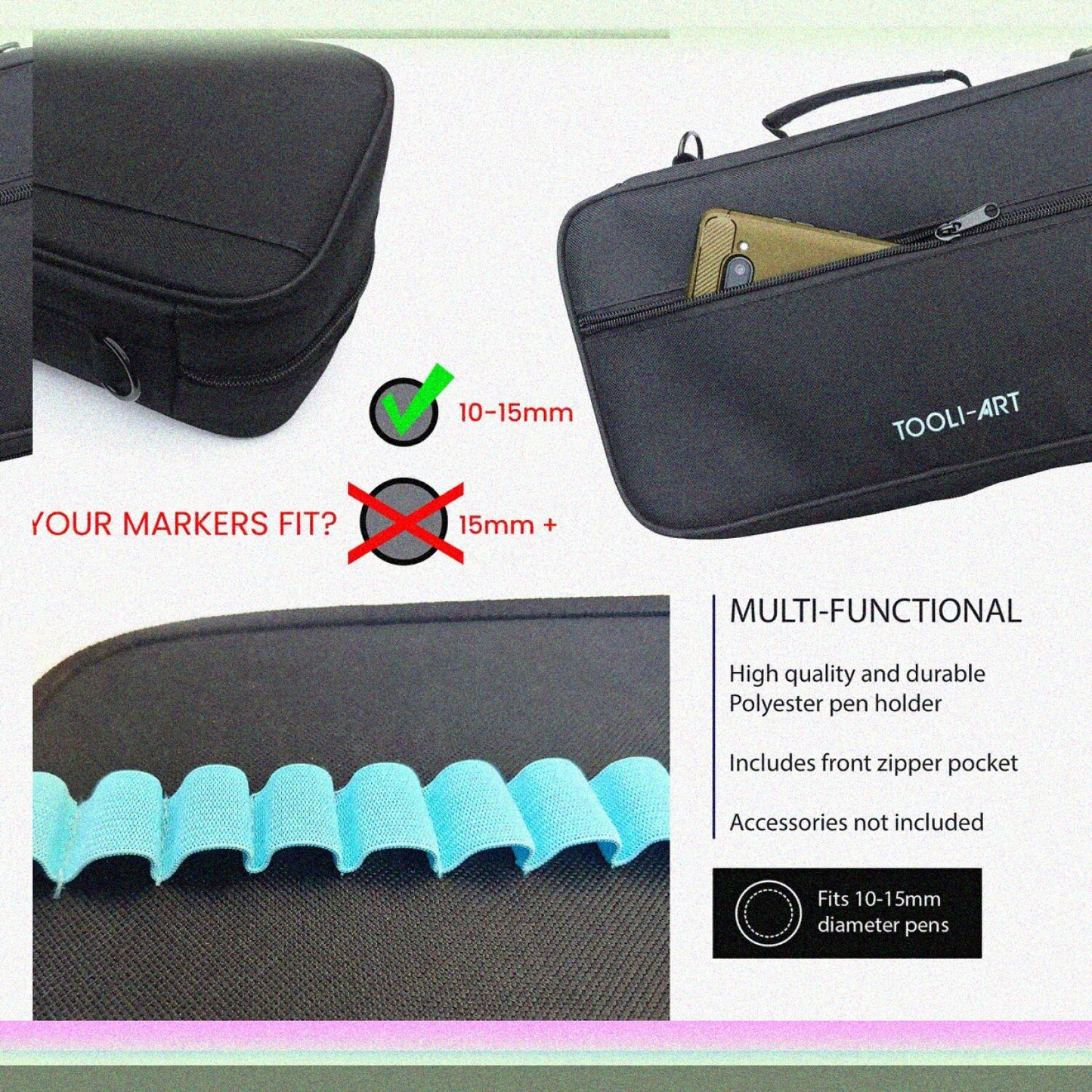 Marker Pen Carrying Case 120 Slots Black