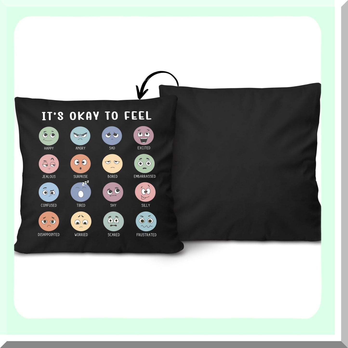 CalmMind Kids Therapy Pillowcase - 18x18 Inch Decorative Cover for Mental Health, School Psychology, Counselor Office - Double-Sided Design - Gift Pack A09