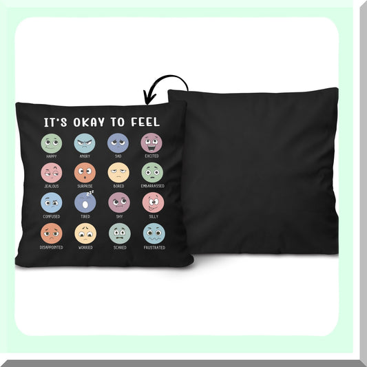 CalmMind Kids Therapy Pillowcase - 18x18 Inch Decorative Cover for Mental Health, School Psychology, Counselor Office - Double-Sided Design - Gift Pack A09