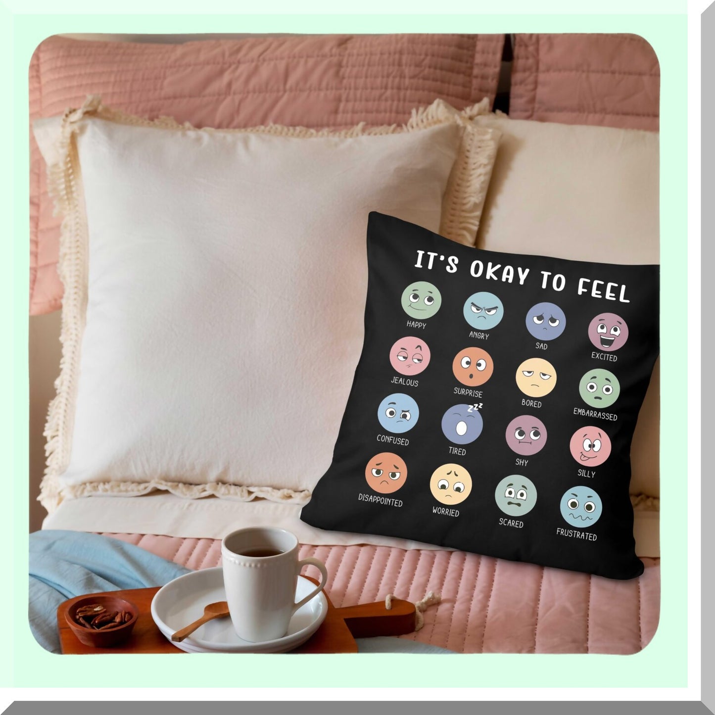 CalmMind Kids Therapy Pillowcase - 18x18 Inch Decorative Cover for Mental Health, School Psychology, Counselor Office - Double-Sided Design - Gift Pack A09