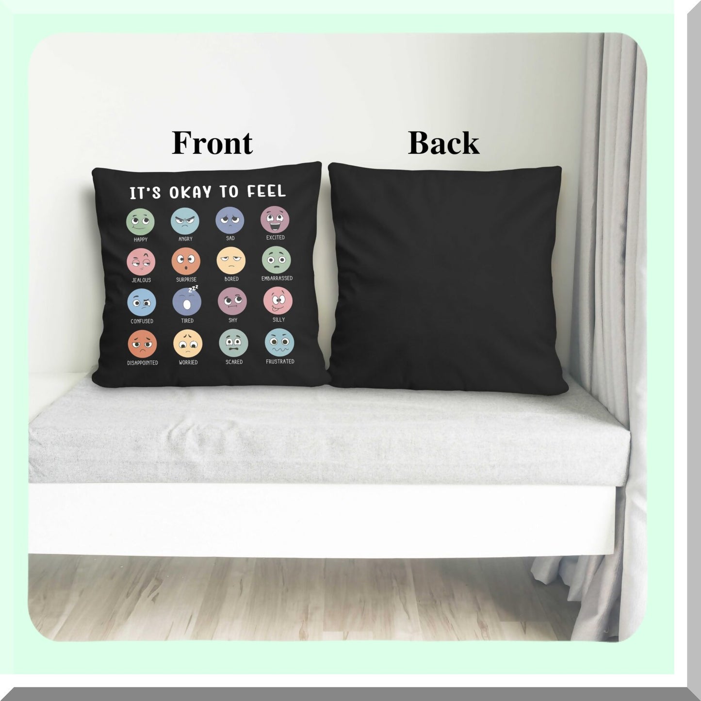 CalmMind Kids Therapy Pillowcase - 18x18 Inch Decorative Cover for Mental Health, School Psychology, Counselor Office - Double-Sided Design - Gift Pack A09