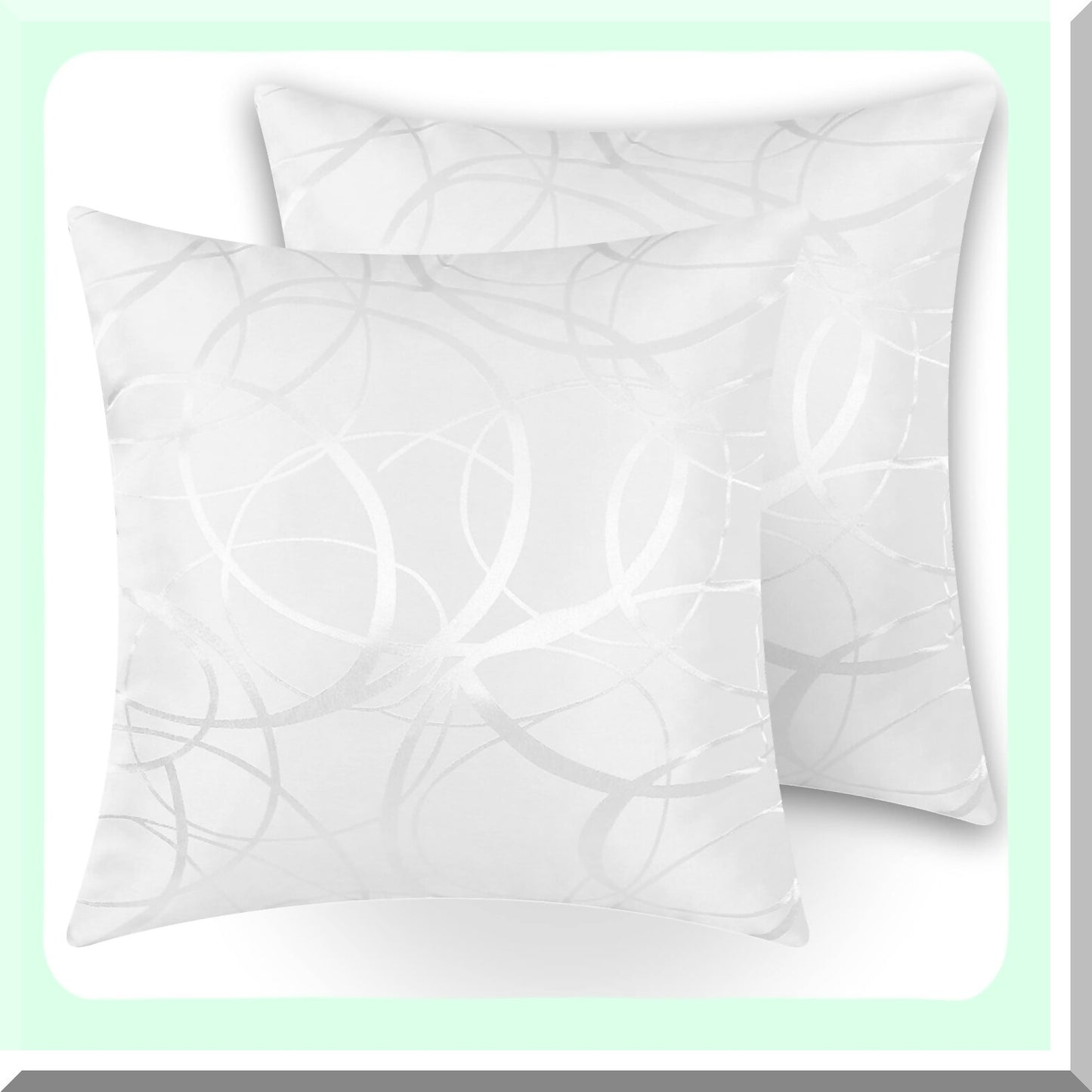 Geometric Rings Square Pillow Covers - Set of 2 Lightweight Cushion Cases for Sofa Couch Bed Chair - 20 X 20 Inches White - Home Decoration