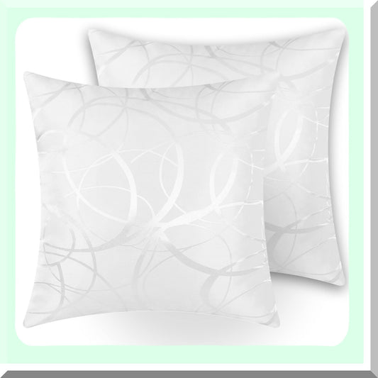 Geometric Rings Square Pillow Covers - Set of 2 Lightweight Cushion Cases for Sofa Couch Bed Chair - 20 X 20 Inches White - Home Decoration