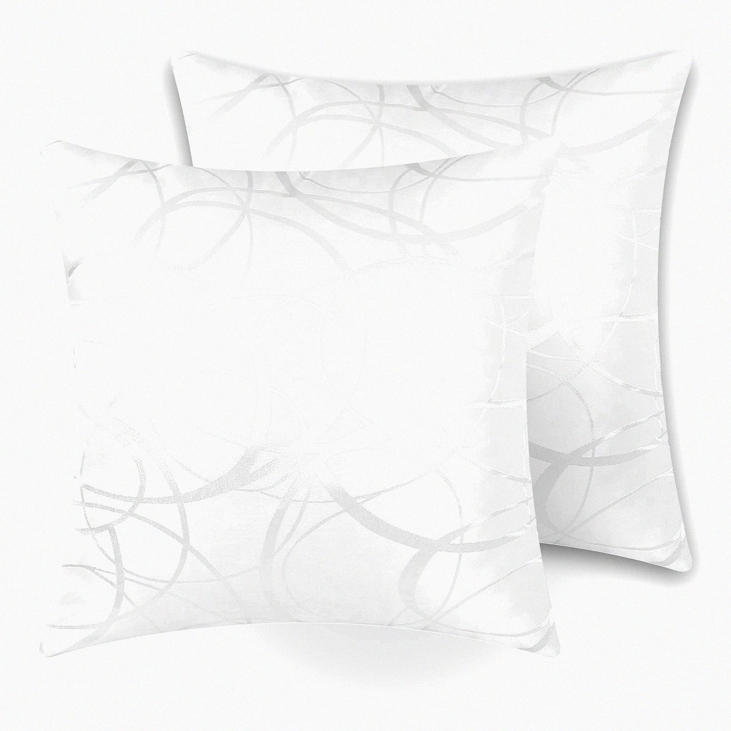 Geometric Rings Square Pillow Covers - Set of 2 Lightweight Cushion Cases for Sofa Couch Bed Chair - 20 X 20 Inches White - Home Decoration